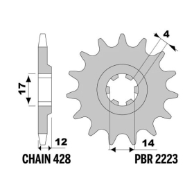 PBR Steel Standard Front Sprocket 2223 - 428 APRILIA RS4 125 2010-2017