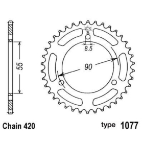 B1 Steel Standard Rear Sprocket - 420 RIEJU NKD/RS2 2003-2010