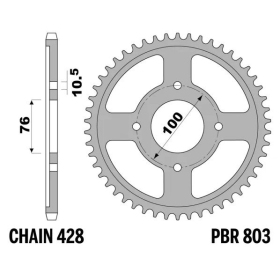 PBR Standard Steel Rear Sprocket 803 - 428 SUZUKI RG / L 125 1992-2007