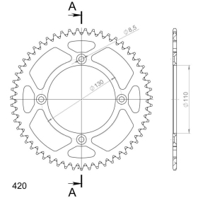 Supersprox Rear Sprocket Alu RAL-209:55 Black 55t