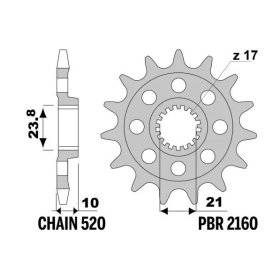 PBR Steel Standard Front Sprocket 2160 - 520 SUZUKI RM-Z 450 2013-2025