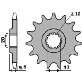 PBR Steel Standard Front Sprocket 7005 - 420 ​​​​​​​GAS GAS MC / HUSQVARNA CR / TC / KTM SX 65cc 1998-2025