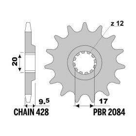 PBR Steel Standard Front Sprocket 2084 - 428 BETA / GAS GAS / HUSQVARNA / KTM 50-105cc 1996-2025