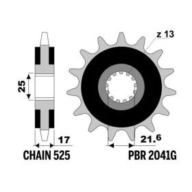 PBR Steel Noise-Free Front Sprocket 2041- 525 HONDA CB / CBF / VFR 400-500cc 1990-2006