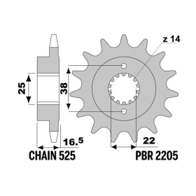 PBR Steel Standard Front Sprocket 2205 - 525 DUCATI MONSTER S2R 1000 2005-2008