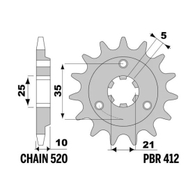 PBR Steel Standard Front Sprocket 412 - 520 CAGIVA RIVER / SUZUKI DR 650-800cc 1988-1999