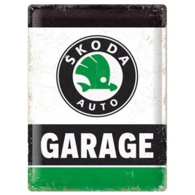 TIN SIGN SKODA GARAGE GREEN 30x40