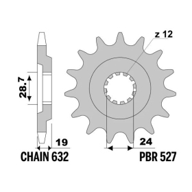 PBR Steel Standard Front Sprocket 527 - 630 KAWASAKI GPZ 1000 RX 1986-1989