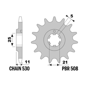 PBR Steel Standard Front Sprocket 508 - 530 KAWASAKI KH / H2 400-750cc 1971-1977