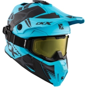 Motocross helmet + goggles CKX TITAN Climb Mat Light Blue