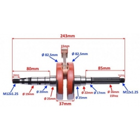 Crankshaft YAMAHA / APRILIA/ MBK / BENELLI 100cc / PIN Ø15 2T