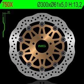 NG BRAKES 750X Wave Floating Brake Disc KAWASAKI ELIMINATOR / GPZ / GTR / NINJA / Z / ZEPHYR / ZR / ZXR / ZZR 400-1100 90-06