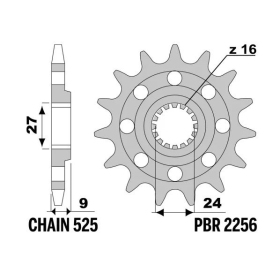 PBR Steel Standard Front Sprocket 2256 - 525 Suzuki GSXR 1000 2009-2016