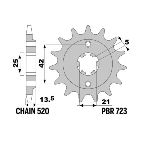 PBR Steel Standard Front Sprocket 723 - 520 CAGIVA ELEFANT 350 1978-1989