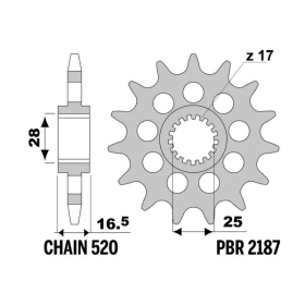 PBR Steel Standard Front Sprocket 2187 - 520 KTM SUPERDUKE / SM / RC 990-1190cc 2008-2015