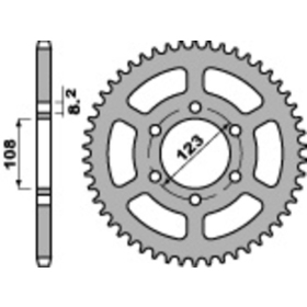 PBR Standard C45 Steel Rear Sprocket 4607 - 428 ​​​​​​​DERBI GPR 125cc 2004-2013