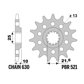 PBR Steel Standard Front Sprocket 521 - 630 BETA RR / KAWASAKI Z 400-1000cc 1977-2019