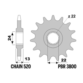 PBR Steel Standard Front Sprocket 3800 - 520 APRILIA MOTO 6.5 650 1992-2006