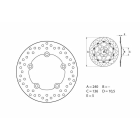 BREMBO Serie Oro Round Fixed Brake Disc rear ​​​​​​​HONDA CTX / NC 700-750cc 2012-2024