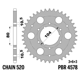 PBR Standard C45 Steel Rear Sprocket 4578 - 520 POLARIS TRAIL BLAZER / SCRAMBLER / TRAIL BOSS / XPRESS 250-500cc 1985-2011