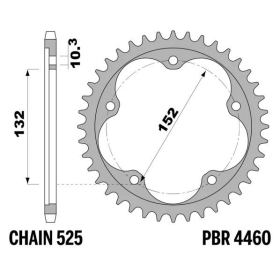 PBR Tempered C45 Steel Rear Sprocket 4460 - 525 ​​​​​​​MV AGUSTA BRUTALE / F4 / B3 / DRAGSTER / RIVALE / STRADALE 800-1000cc 2013-2021