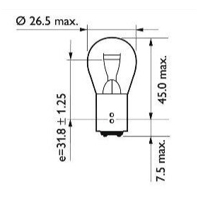 Philips lemputė 12V 21/5W BAY15d PIT. 52,5 mm