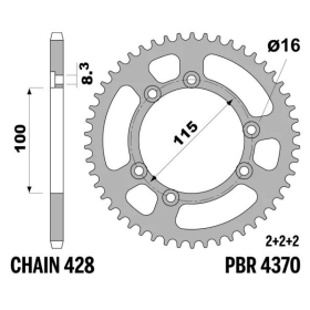 PBR Standard Steel Rear Sprocket 4370 - 428 KTM EXC 50 1996-2003