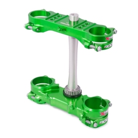 XTRIG ROCS Tech Triple Clamp Green KAWASAKI KX 250-450cc 2019-2025 (offset 23mm)