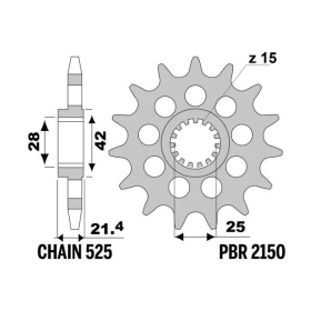 PBR Steel Standard Front Sprocket 2150 - 525 APRILIA CAPONORD / DORSODURO / SHIVER 750-1200cc 2007-2020