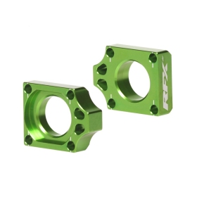 RFX Pro Rear Axle Adjuster Blocks Green KAWASAKI KX 125-450cc 2003-2021