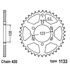 B1 Steel Standard Rear Sprocket - 420 52t PEUGEOT XR6 2002-2007