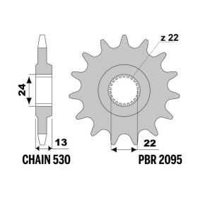 PBR Steel Standard Front Sprocket 2095 - 530 Bombardier DS650 Baja 2003-2007