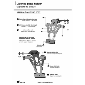 V PARTS License Plate Holder Black Yamaha T-Max 530 17-19