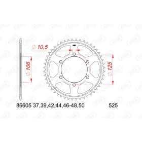 AFAM Steel Standard Rear Sprocket 86605 - 525 37-50 teeth