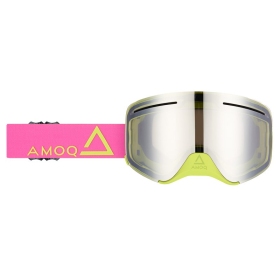 AMOQ Vision Vent+ Magnetic Motocross / Snow Goggles Pink / HiVis (Silver Mirror)