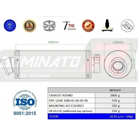 Duslintuvo kompl. Dominator ROUND SUZUKI GSXR 1000 K5-K6 2005-2006