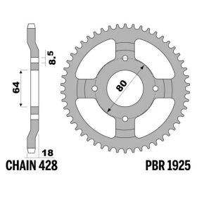 PBR Standard Steel Rear Sprocket 1925 - 428 YAMAHA AG 100 1980-1993