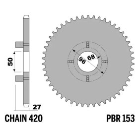 PBR Standard Steel Rear Sprocket 153 - 420 HONDA CY / ZB / XL / SS / CF / CB 50cc 1975-1994