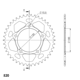 Supersprox Rear Sprocket Alu RAL-7025:42 Black 42t