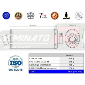 Exhaust silencer Dominator OVAL KTM LC4 640 SM 1999-2004