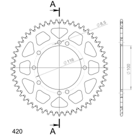 Supersprox Alu Rear sprocket KAWASAKI KX80/85 Black 53