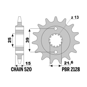 PBR Steel Standard Front Sprocket 2128 - 520 ​​​​​​​KAWASAKI ZX6R / KYMCO KXR 250-600cc 1995-2005