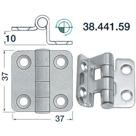 Osculati embossed hinge, SS, 37x37