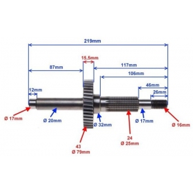 Transmission / Gearbox drive shaft SHINERAY ATV XY200ST-9