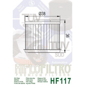 Tepalo filtras HIFLO HF117 HONDA NC/ CRF/ GL/ SXS/ INTEGRA/ X-ADV 700-1800cc 2012-2021