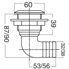 Osculati elbow thru hull 1" 1/2x38