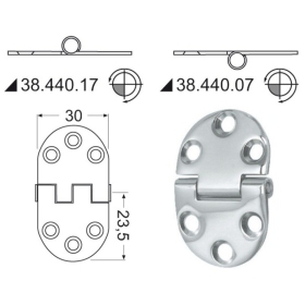 Osculati built-in S.S hinge 47x30