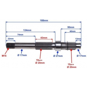 Transmission / Gearbox drive shaft GY6 / 139QMB / 139QMA 