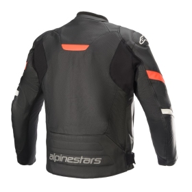 Alpinestars Leather jacket Faster AirFlow v2 Black/Red Fluo