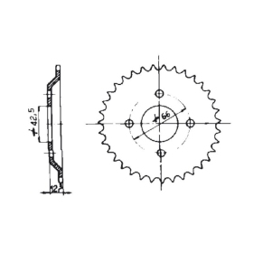 Forte Rear sprocket 33 teeth 415 Solifer SM 81- / Suzuki S,S1